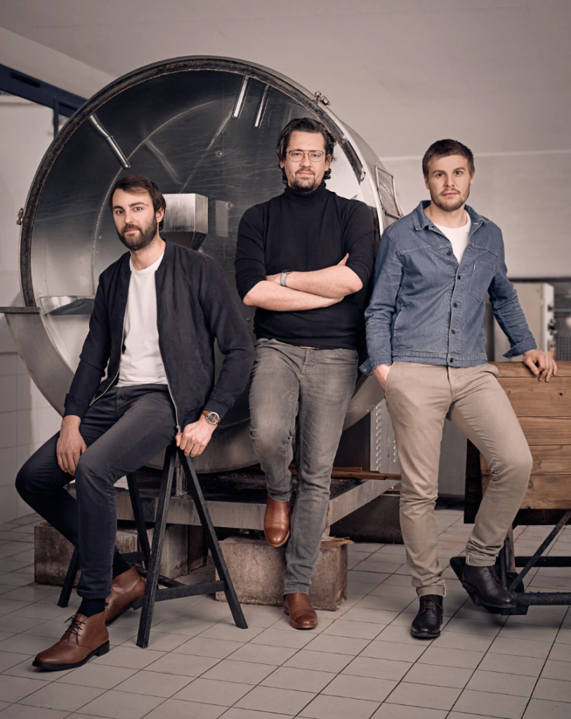 Benjamin Malatrait, Gauthier Lefébure and Emmanuel Fourault founders at Ictyos leather